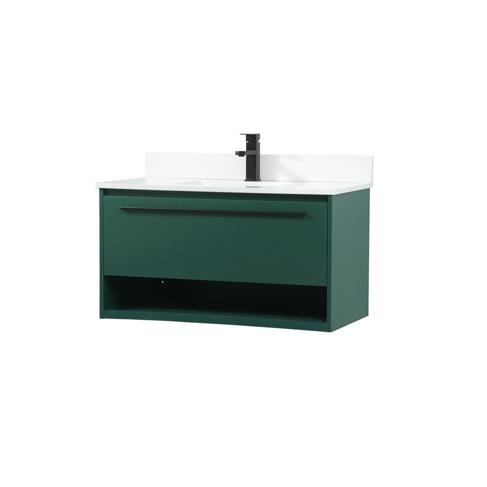 36 inch Single bathroom vanity in green with backsplash. Picture 7