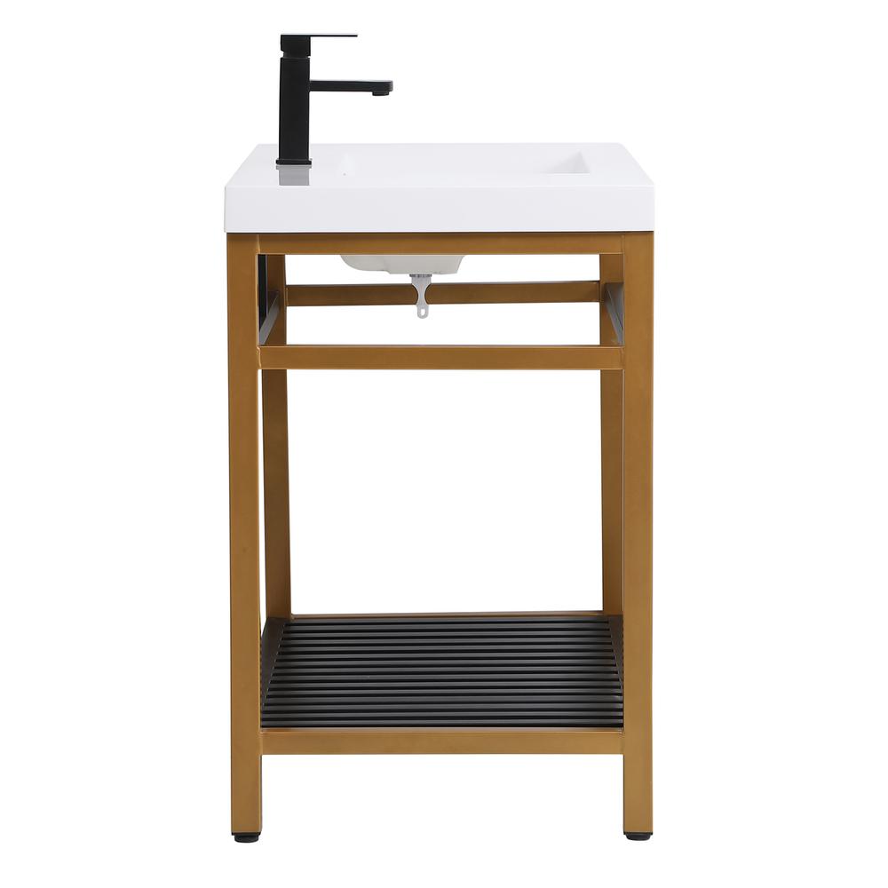 36 inch Single Bathroom Metal Vanity in Golden Black. Picture 12