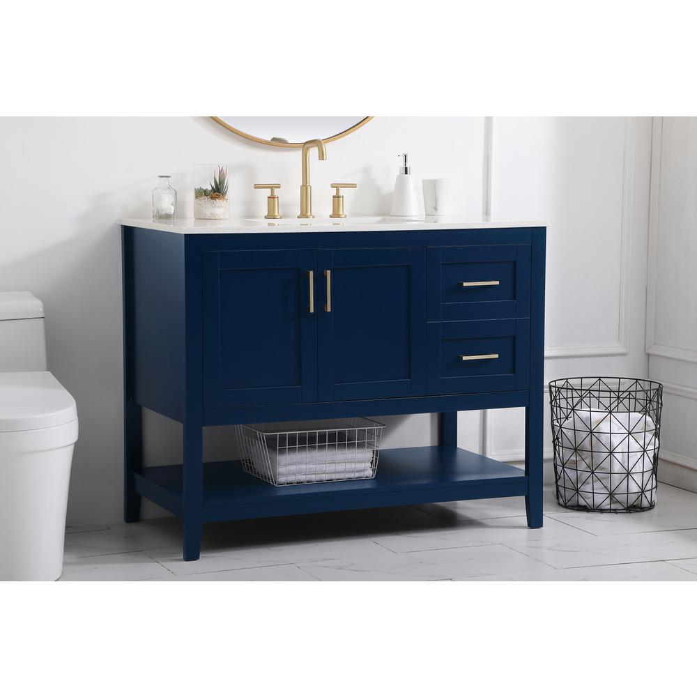 42 inch Single Bathroom Vanity in Blue. Picture 2