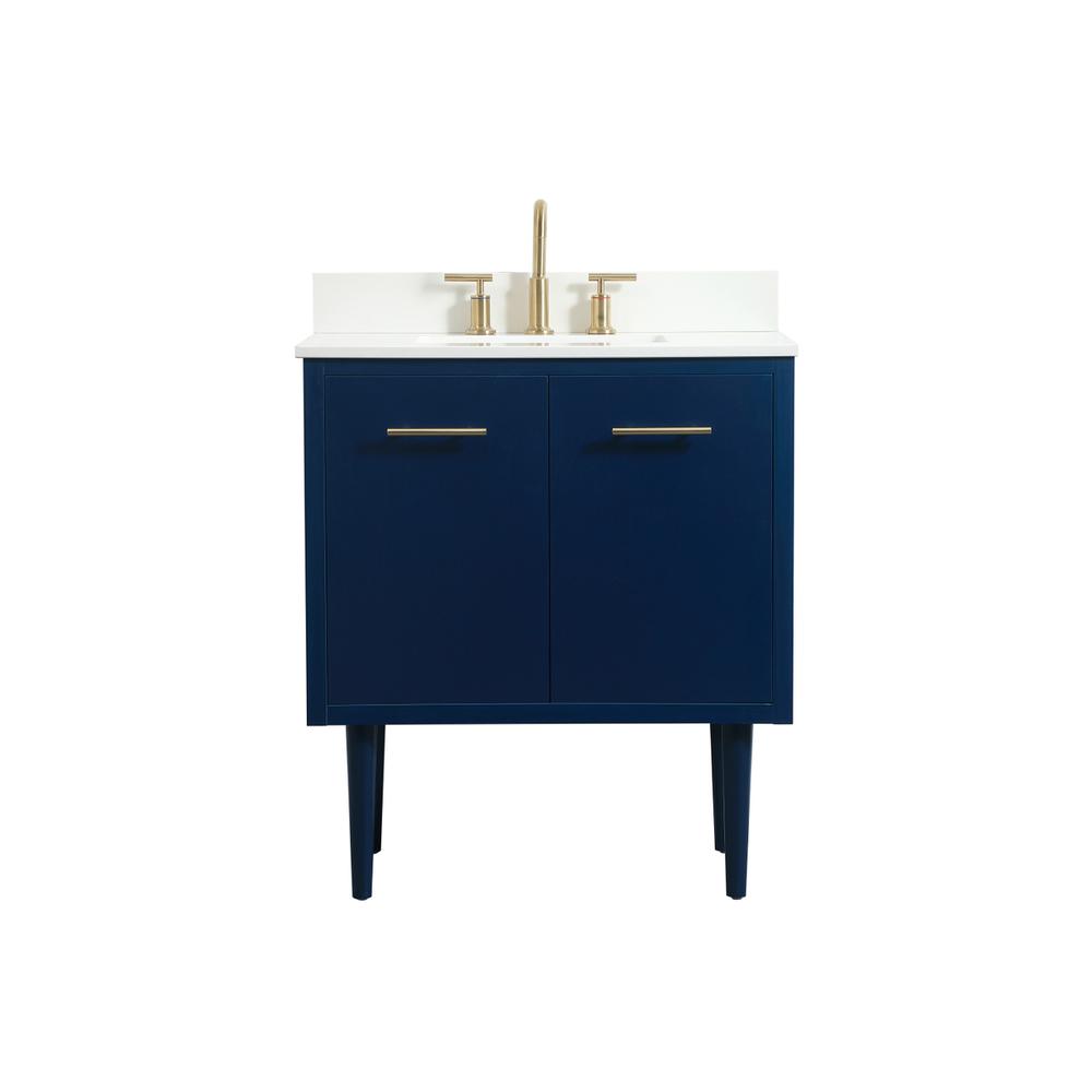 30 inch Single bathroom vanity in blue with backsplash. Picture 1
