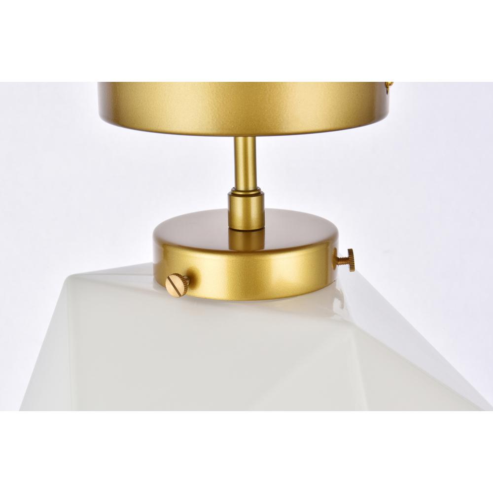 Lawrence 1 light brass and white glass flush mount. Picture 4