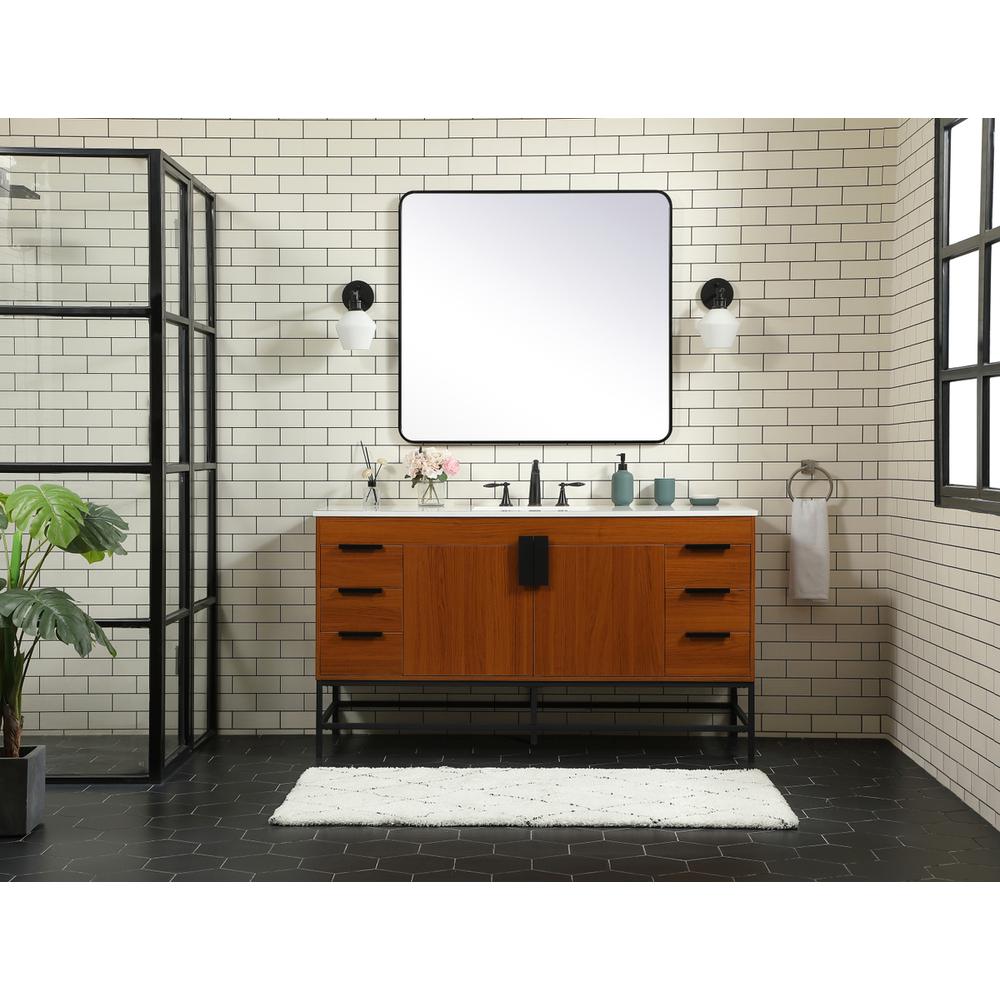 60 inch Single bathroom vanity in teak. Picture 4