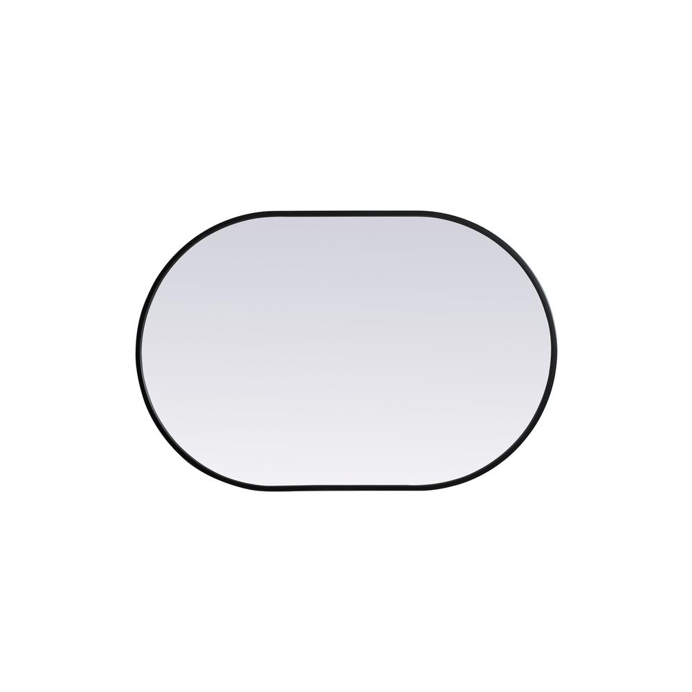 Metal Frame Oval Mirror 24x36 Inch in Black. Picture 8