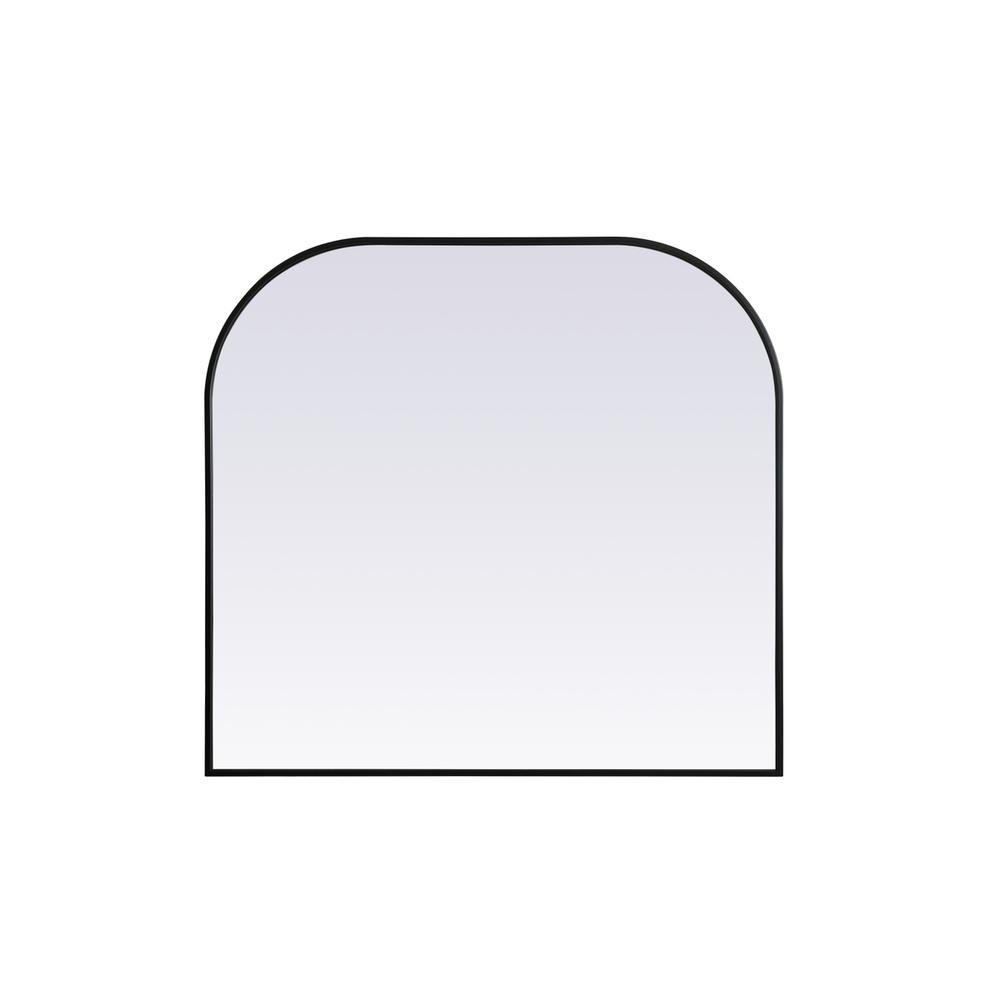Metal Frame Arch Mirror 40x38 Inch in Black. Picture 1