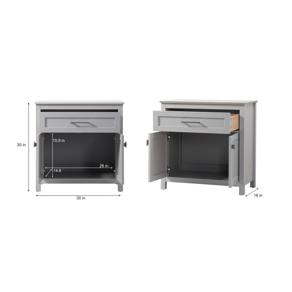 30 Inch Wide Bathroom Storage Freestanding Cabinet In Grey. Picture 8