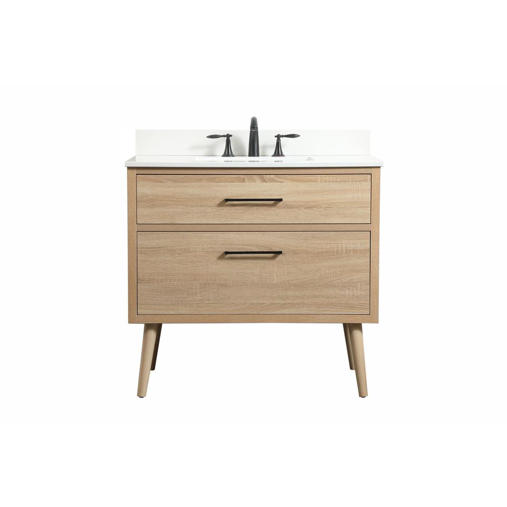 36 inch Single bathroom vanity in mango wood with backsplash. Picture 1