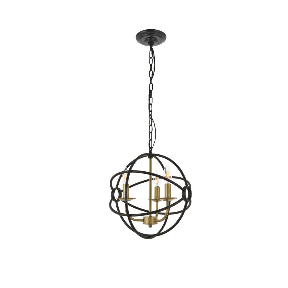 Octavia 3 light Brass and Dark Brown Pendant. Picture 8