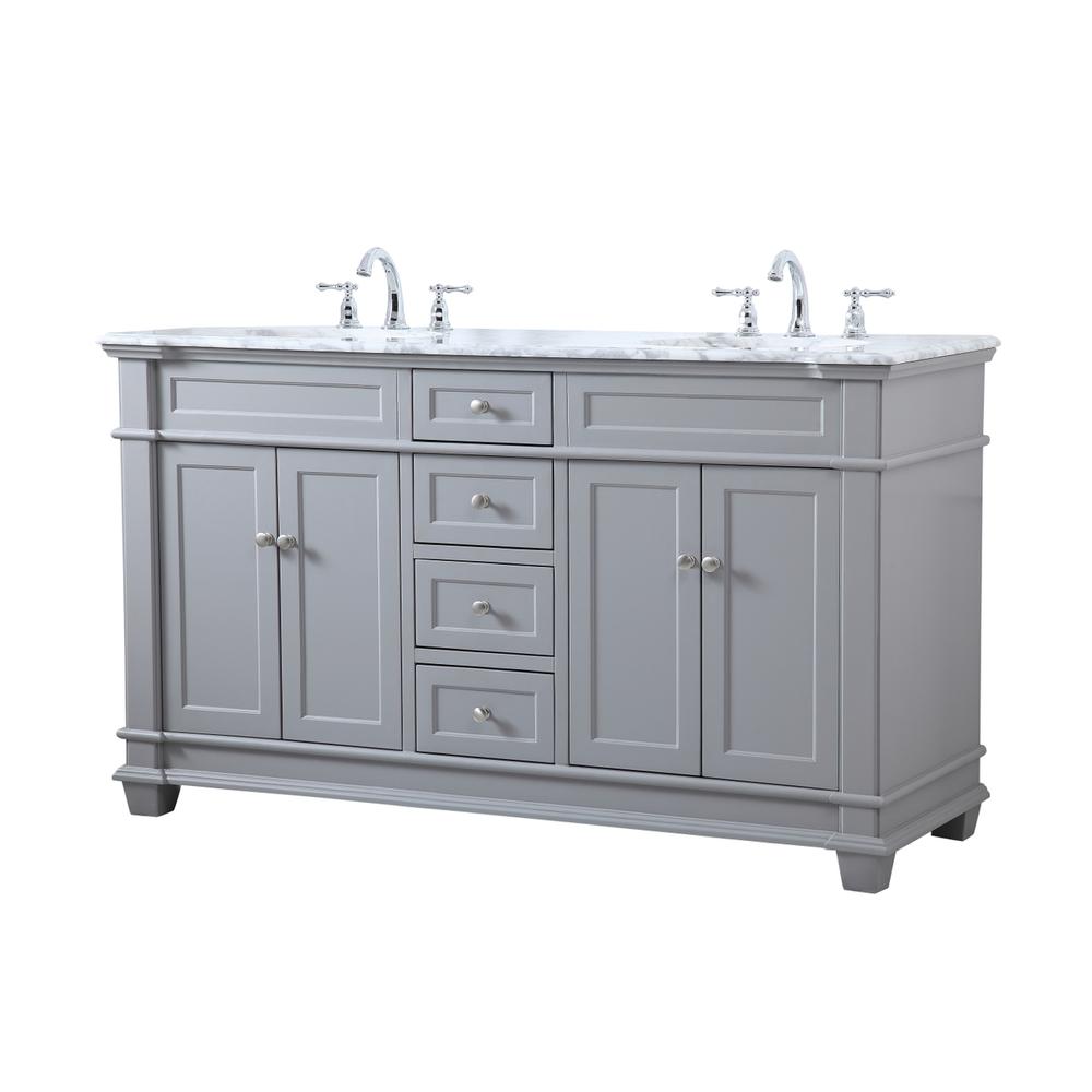 60 inch Double Bathroom Vanity set in Grey. Picture 7