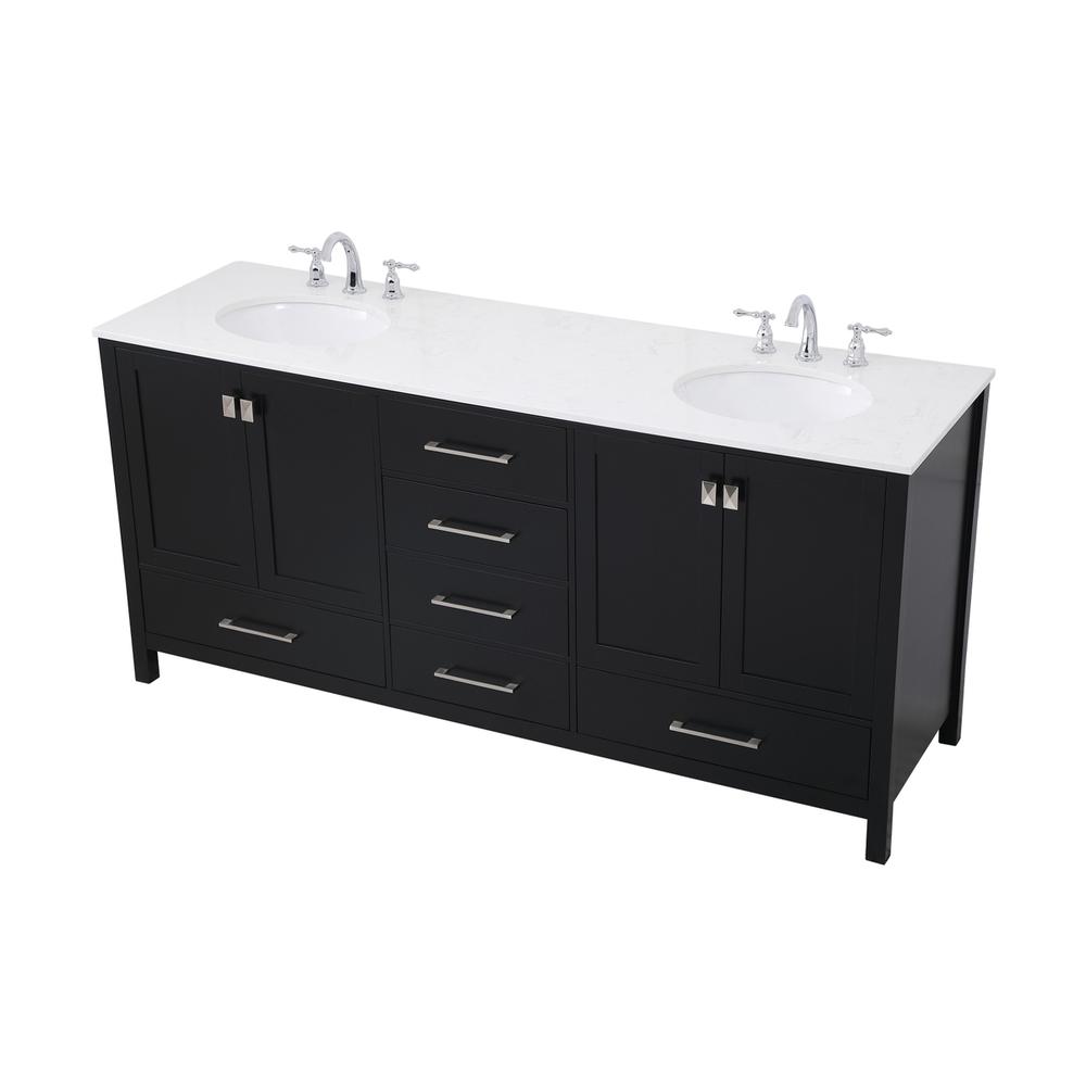 72 inch Double Bathroom Vanity in Black. Picture 7