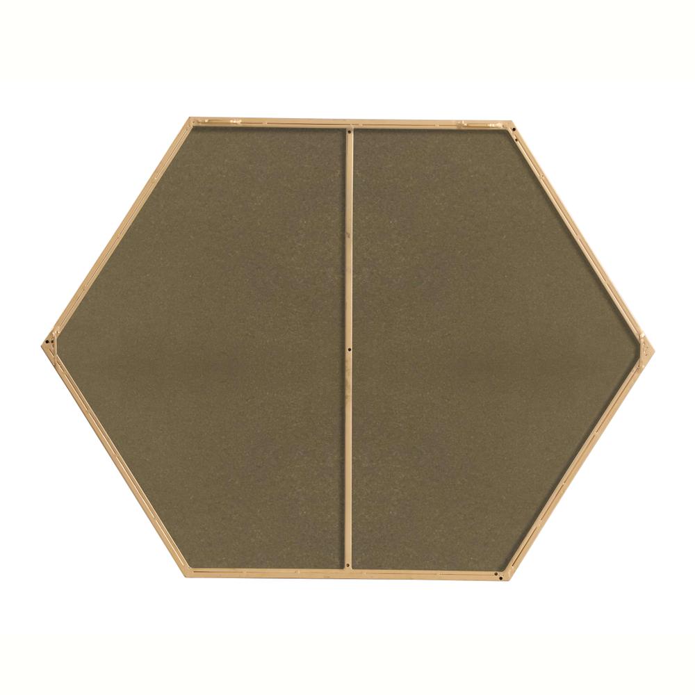 Metal frame hexagon mirror 30 inch in Brass. Picture 11