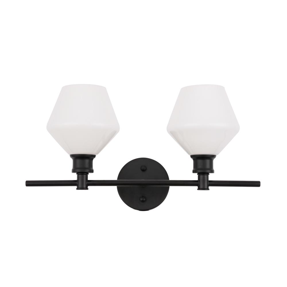 Gene 2 light Black and Frosted white glass Wall sconce. Picture 2