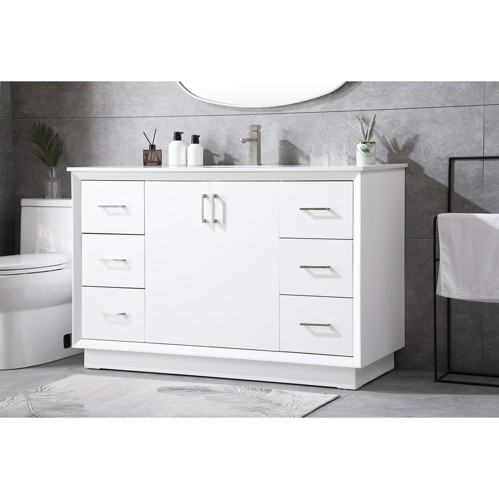 54 Inch SIngle Bathroom Vanity In White. Picture 2