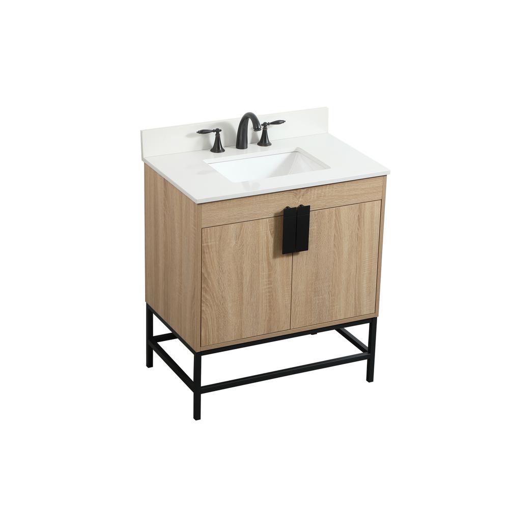30 inch Single bathroom vanity in mango wood with backsplash. Picture 8