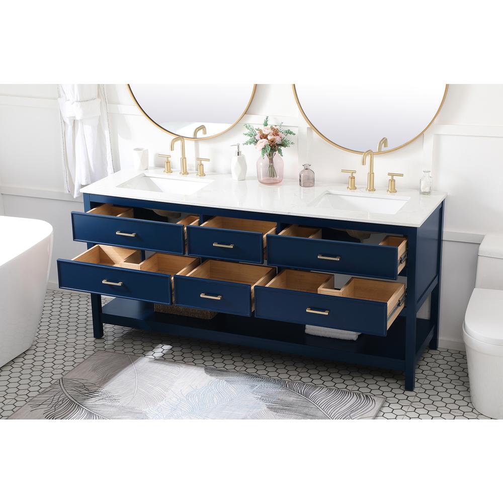 72 inch double bathroom vanity in blue. Picture 3