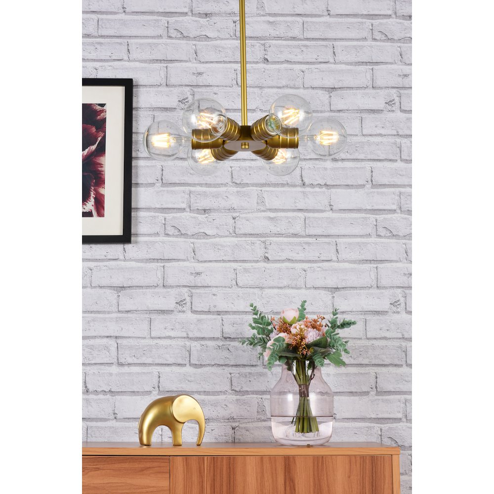 Reyes 6 Lights Brass Pendant. Picture 2