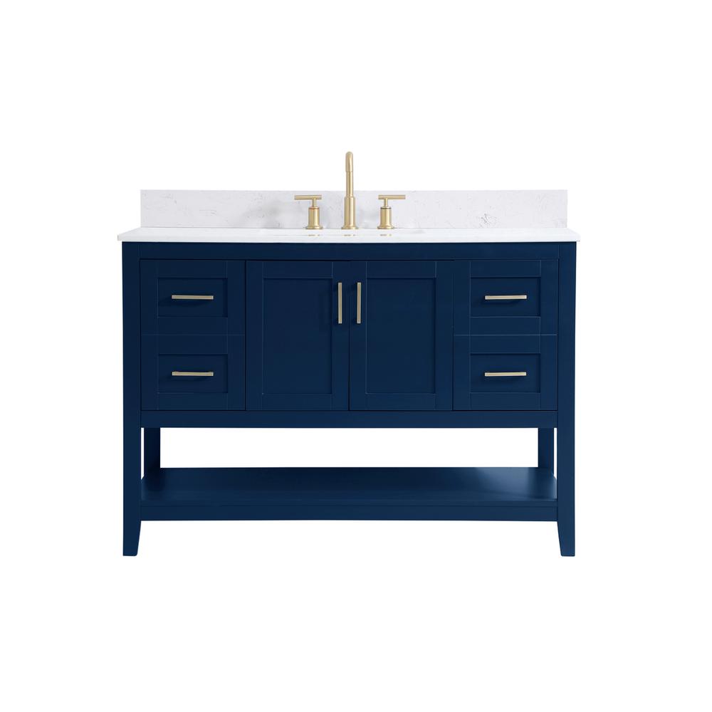 48 inch Single Bathroom Vanity in Blue with Backsplash. Picture 1