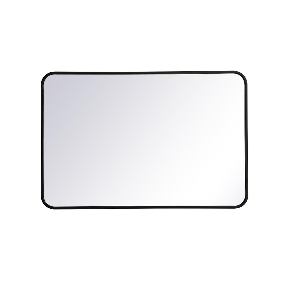 Soft corner metal rectangular mirror 24x36 inch in Black. Picture 1