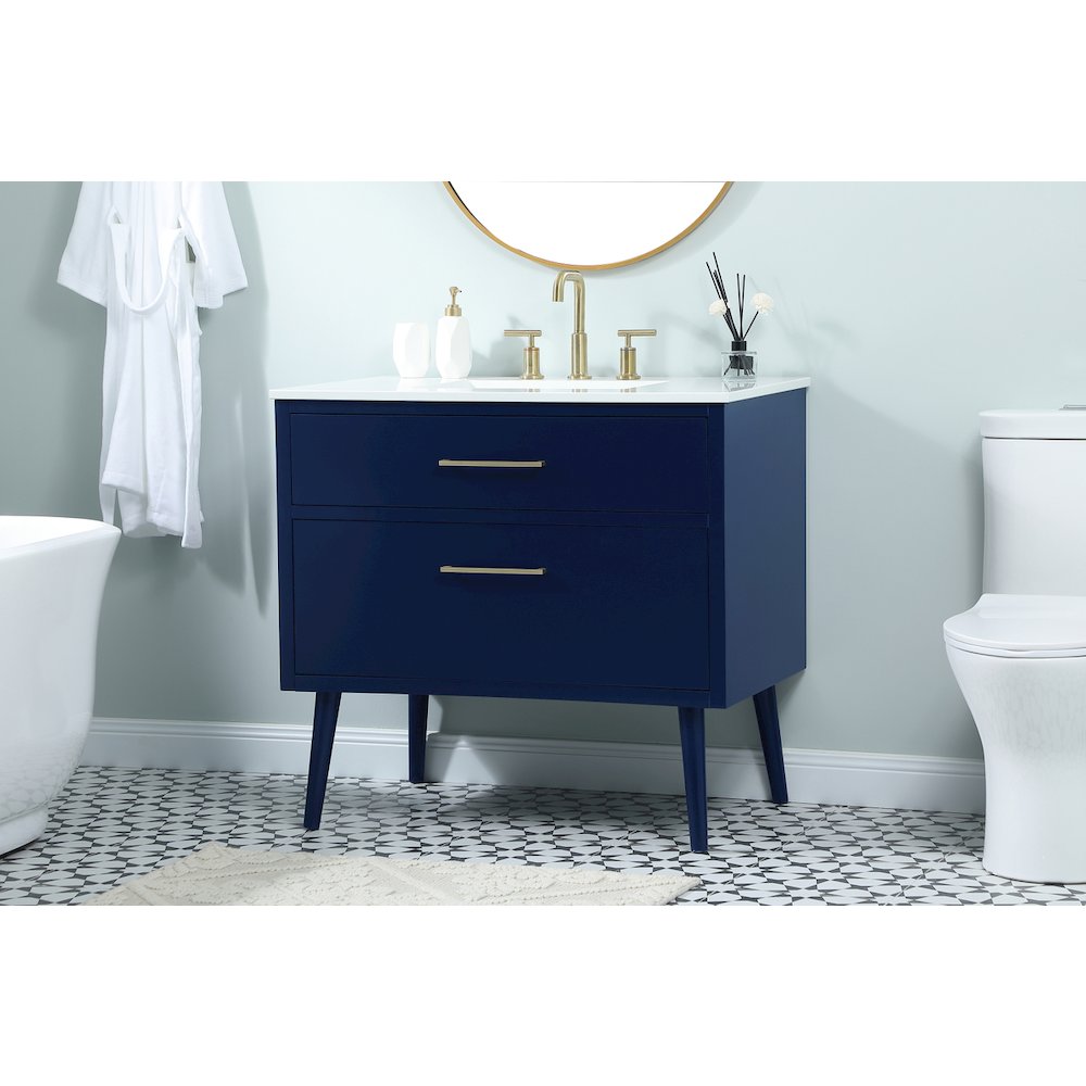 36 Inch Bathroom Vanity In Blue. Picture 3
