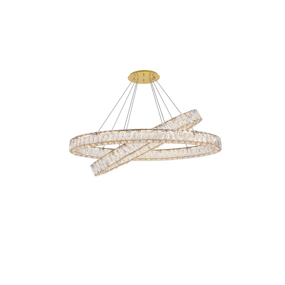 Monroe Integrated LED light Gold Chandelier Clear Royal Cut Crystal. Picture 2