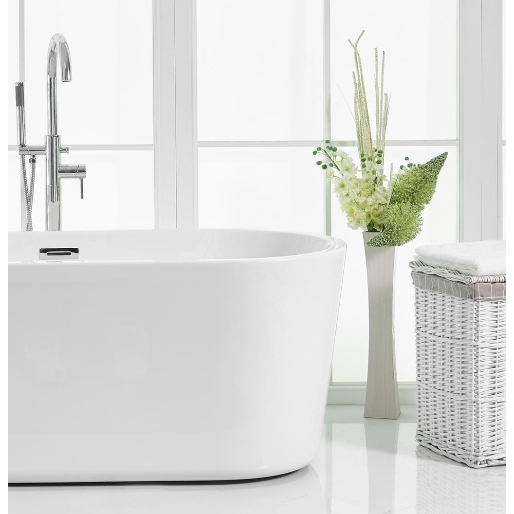 59 inch soaking roll top bathtub in glossy white. Picture 6