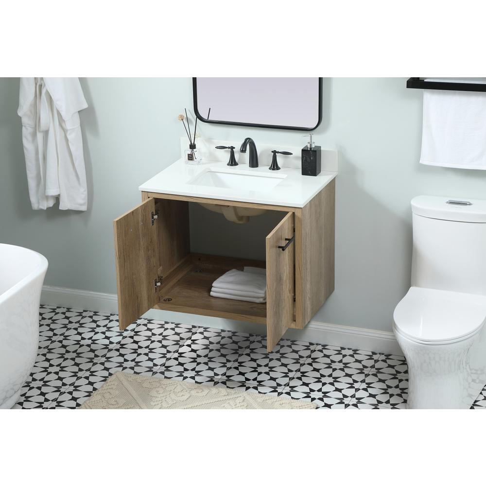 30 inch Single bathroom vanity in natural oak with backsplash. Picture 5