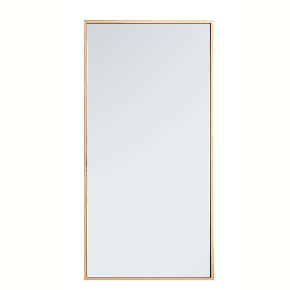 Metal frame rectangle mirror 18 inch in Brass. Picture 1