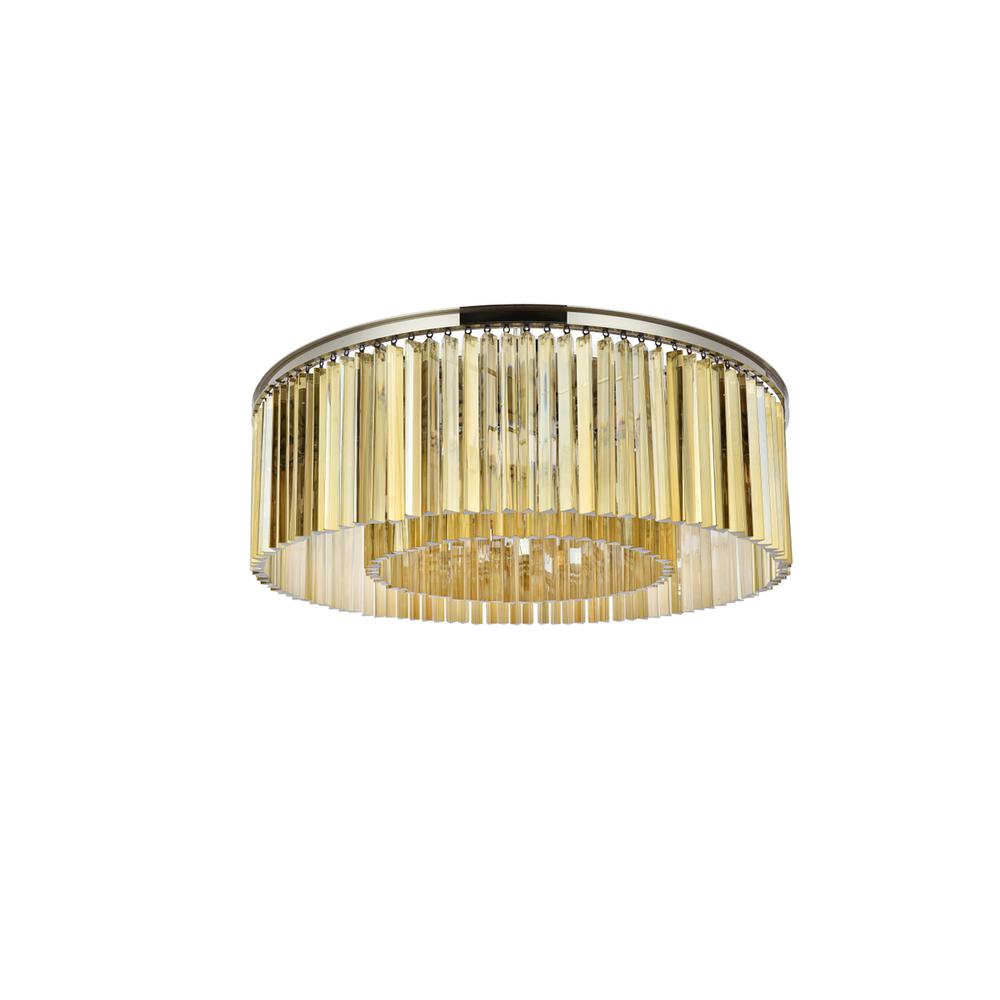Sydney 10 light polished nickel Flush Mount Golden Teak. Picture 3