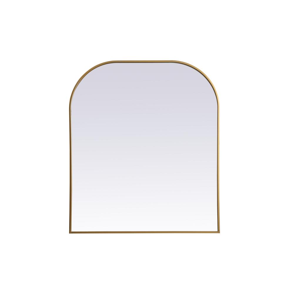 Metal Frame Arch Mirror 36x34 Inch in Brass. Picture 1