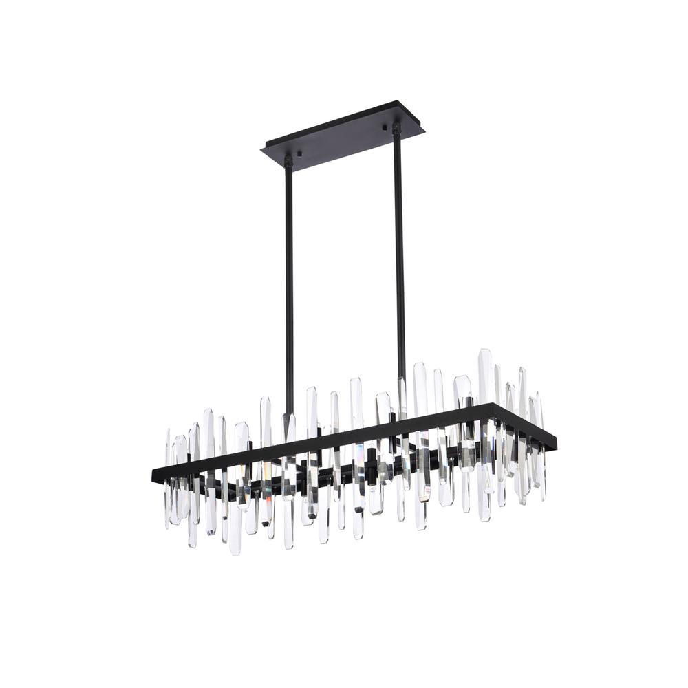 Serena 36 inch crystal rectangle chandelier in black. Picture 6
