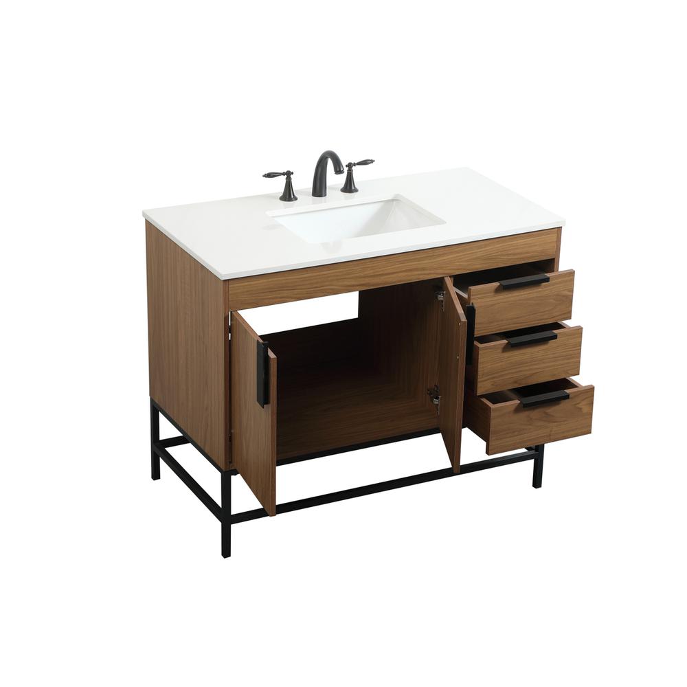 42 inch Single bathroom vanity in walnut brown. Picture 9