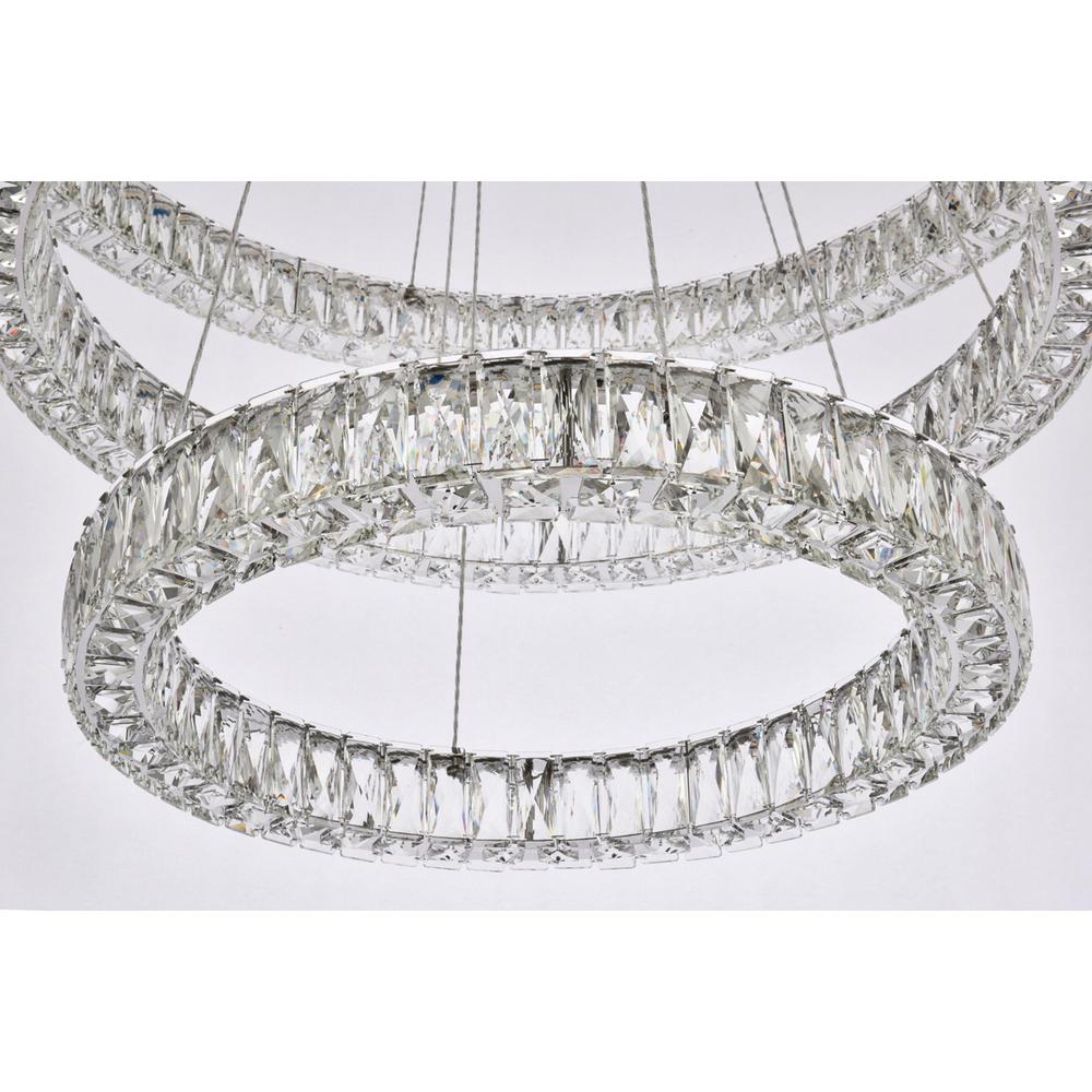 Monroe 41 inch LED triple ring chandelier in chrome. Picture 3