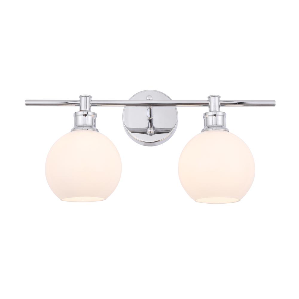 Collier 2 light Chrome and Frosted white glass Wall sconce. Picture 11