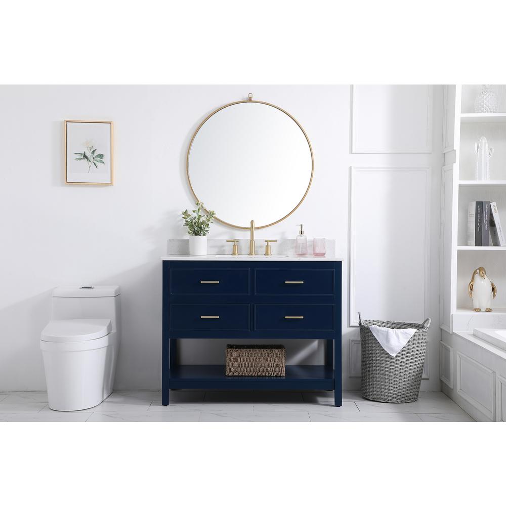 42 inch Single bathroom vanity in blue with backsplash. Picture 4