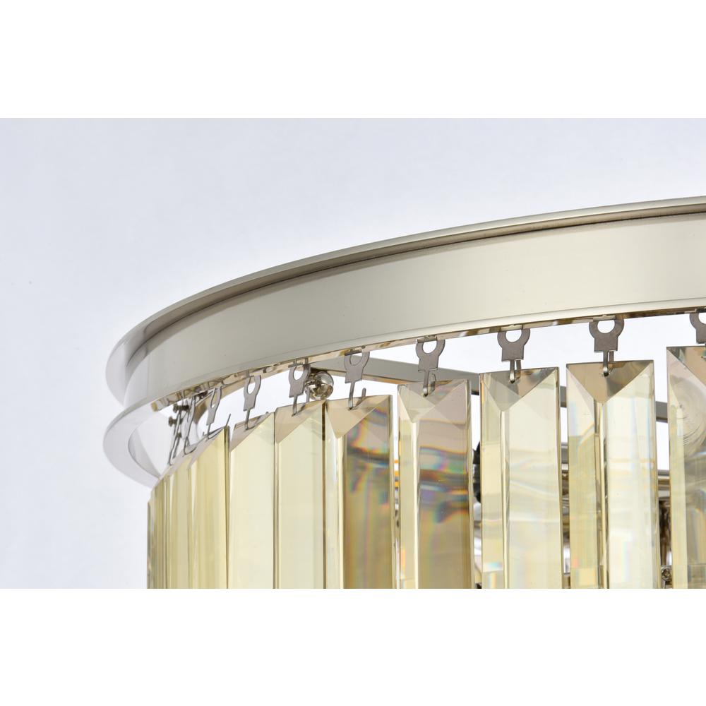 Sydney 9 light polished nickel Chandelier Golden Teak (Smoky) Royal Cut Crystal. Picture 5