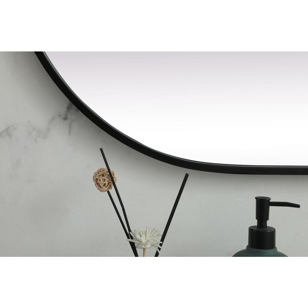 Metal Frame Oval Mirror 24x48 Inch in Black. Picture 5