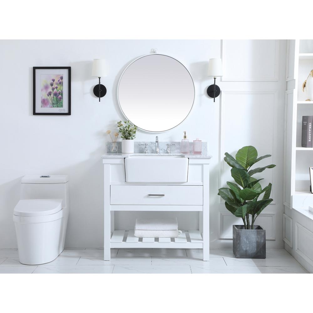 36 inch Single bathroom vanity in white with backsplash. Picture 4