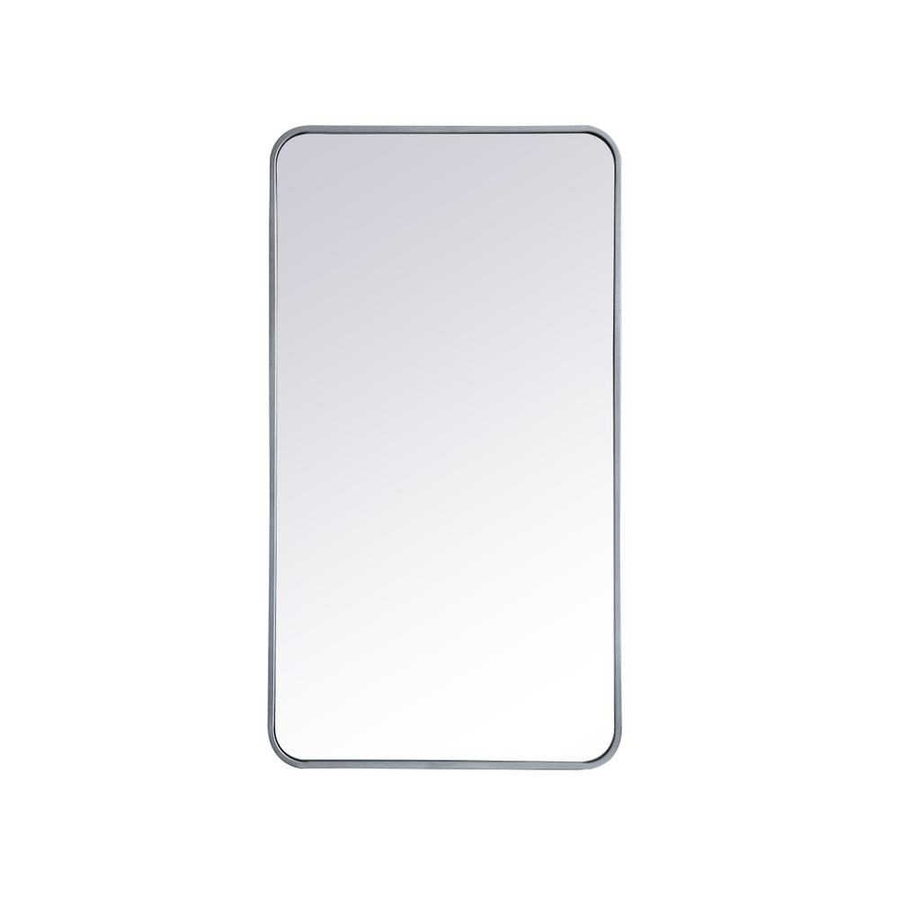 Soft corner metal rectangular mirror 22x40 inch in Silver. Picture 6