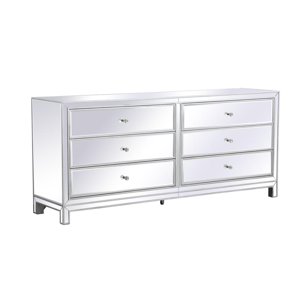 Reflexion 72 in. mirrored six drawer chest in antique silver. Picture 4