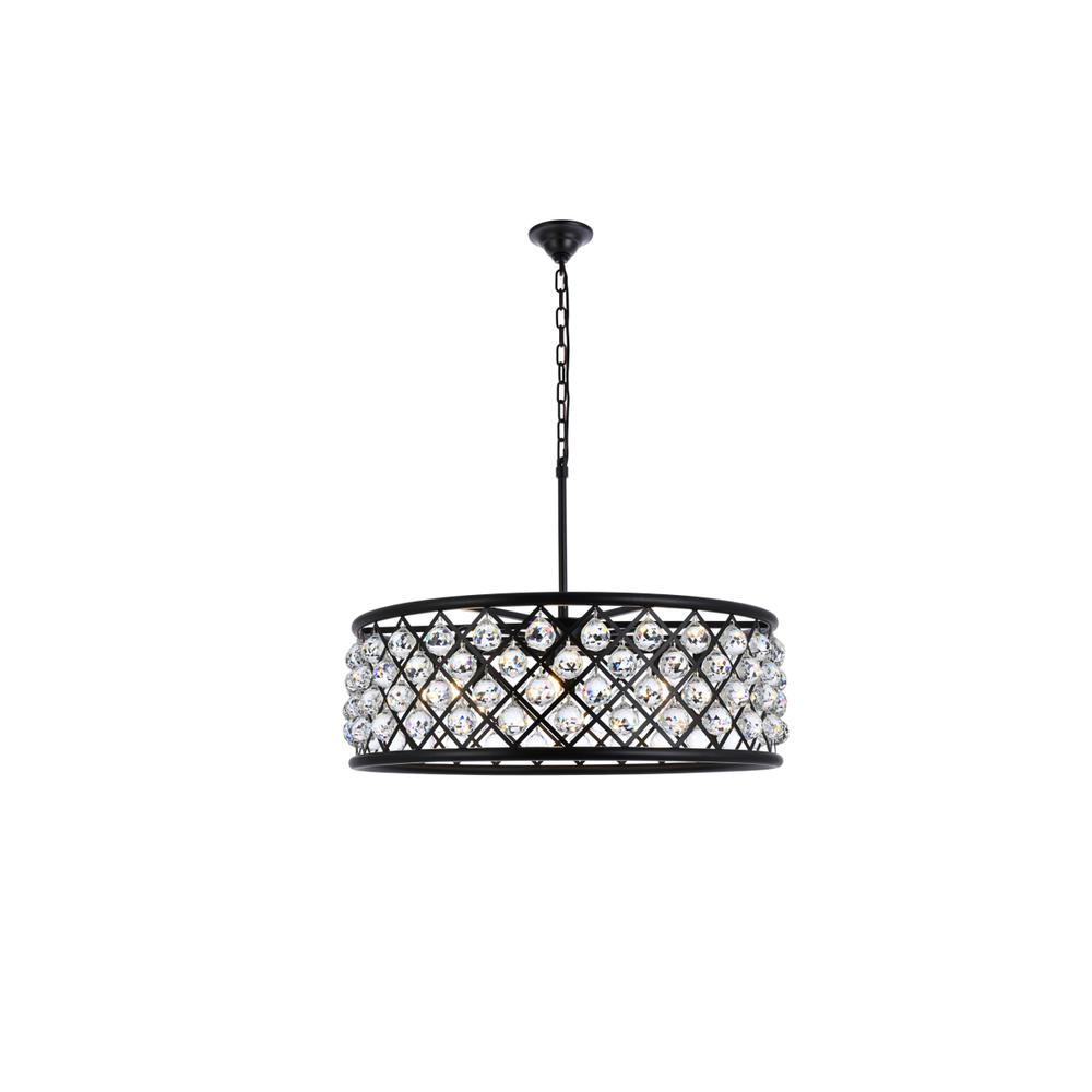 Madison 8 light Matte Black Chandelier Clear Royal Cut Crystal. Picture 1
