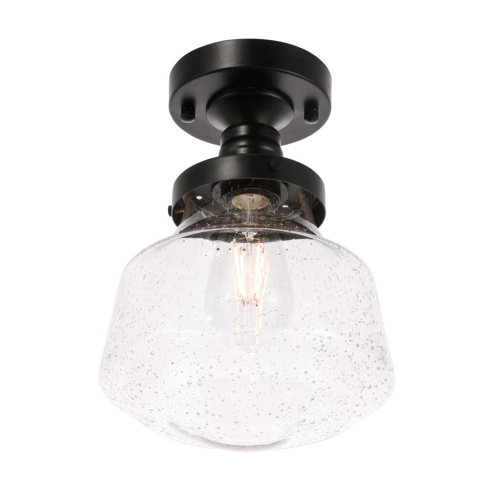 Lyle 1 light Black and Clear seeded glass Flush mount. Picture 6