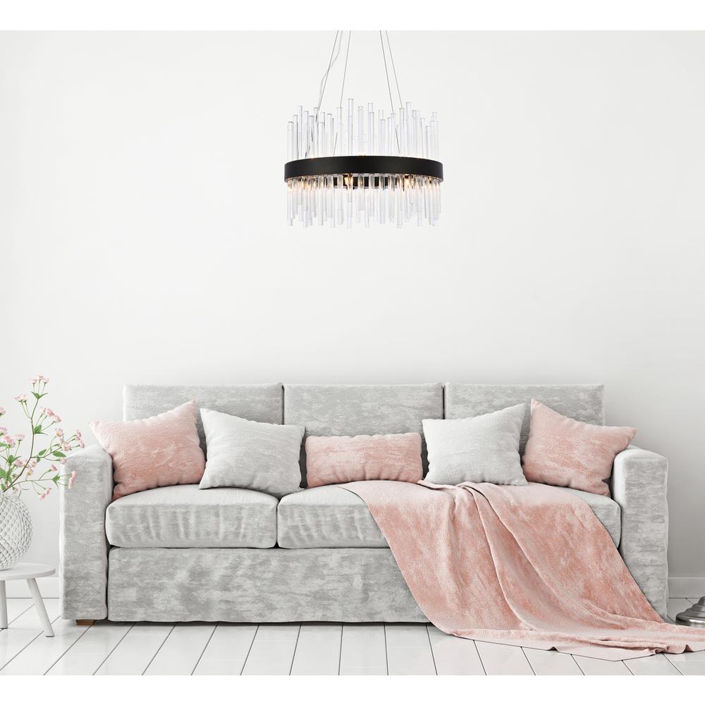 Dallas 20 inch round crystal pendant in black. Picture 7