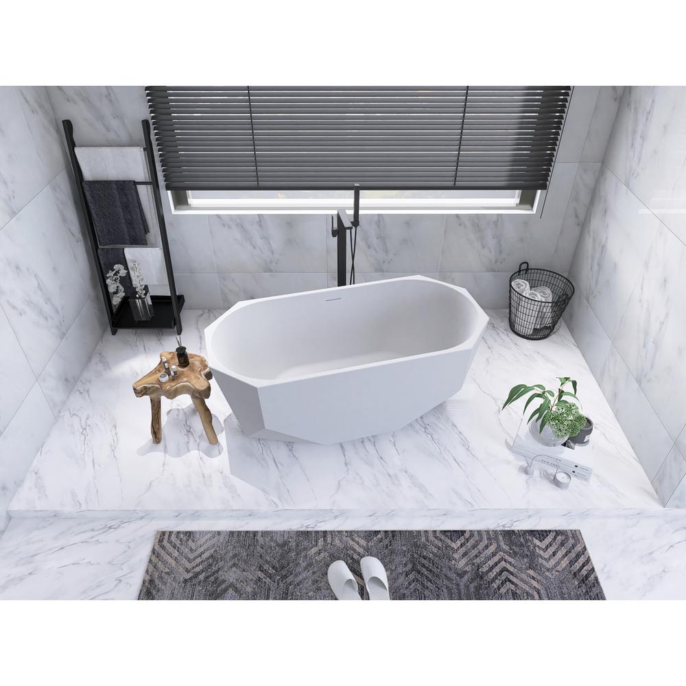 59 inch soaking diamond style bathtub in glossy white. Picture 4