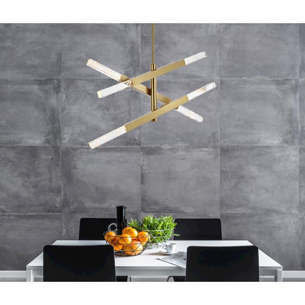 Ari 3-Bar Pendant In Satin Gold. Picture 2