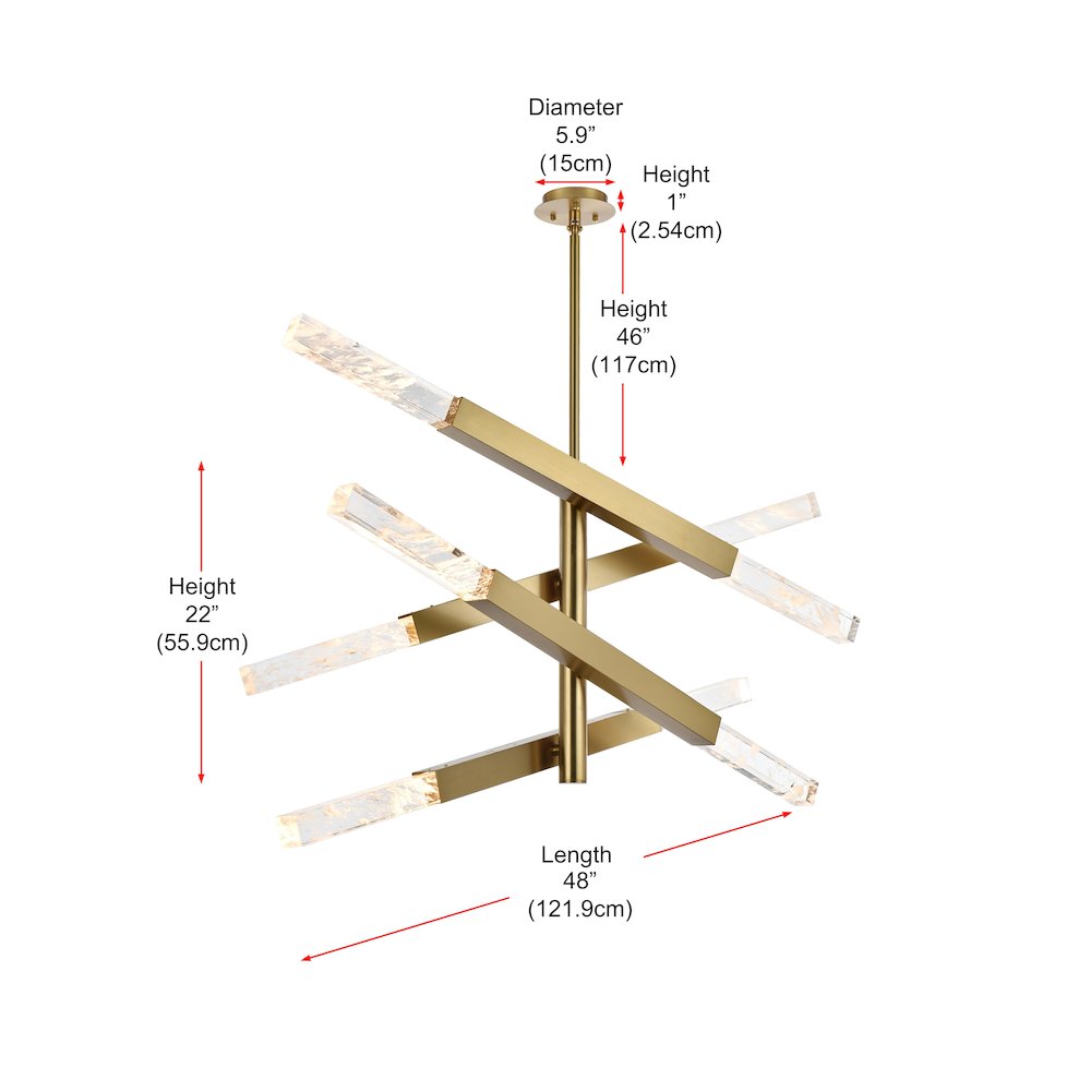 Ari 4-Bar Pendant In Satin Gold. Picture 8