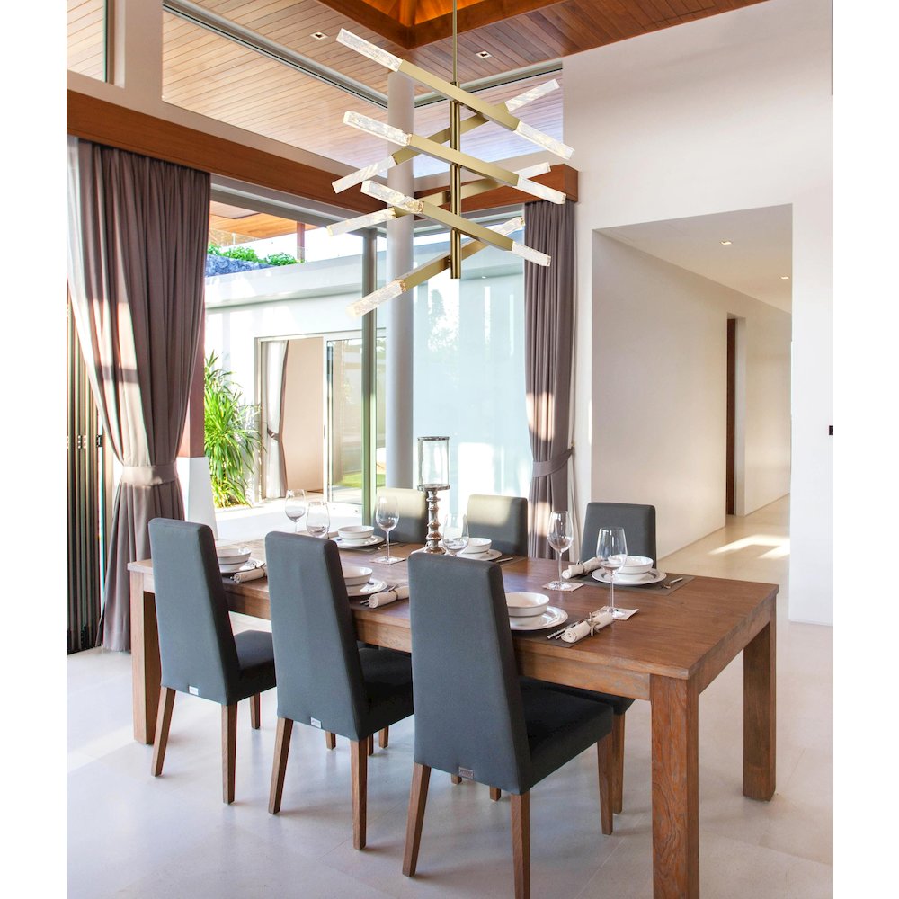 Ari 6-Bar Pendant In Satin Gold. Picture 2