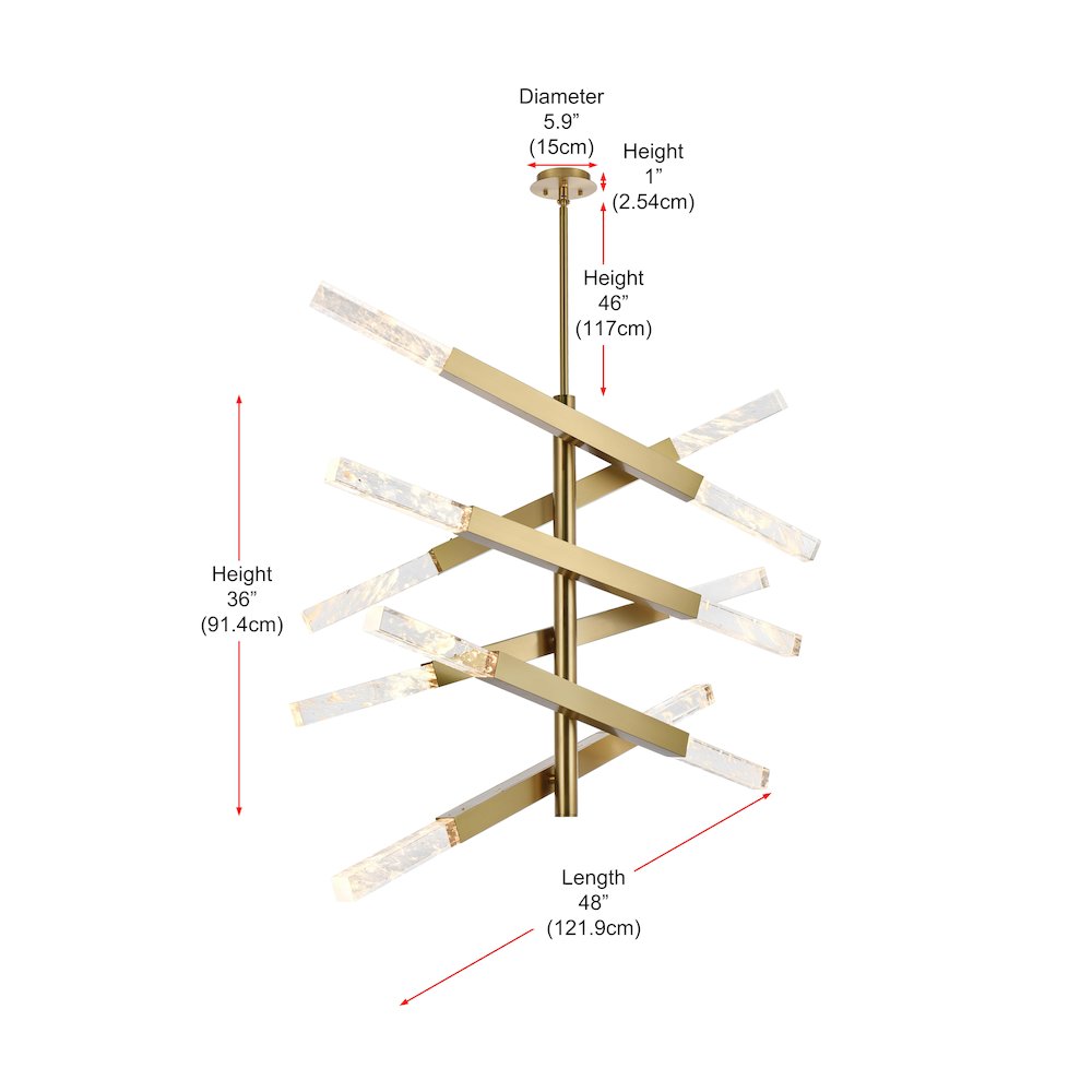 Ari 6-Bar Pendant In Satin Gold. Picture 8