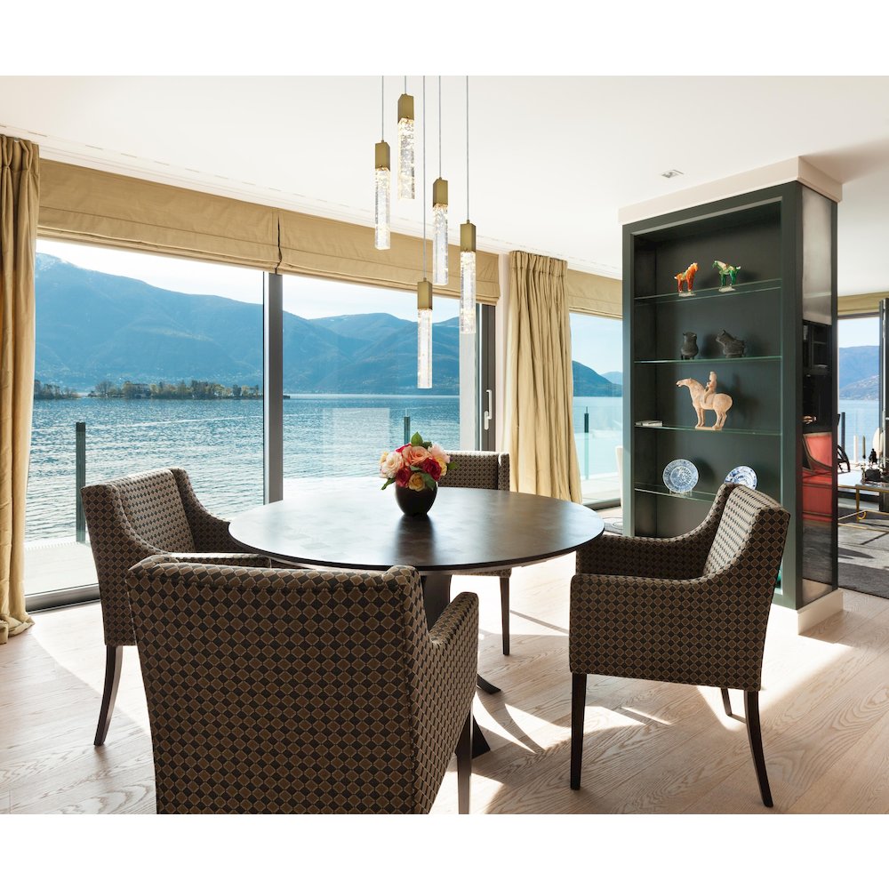 Aurora 16 inch Pendant in Satin Gold. Picture 2