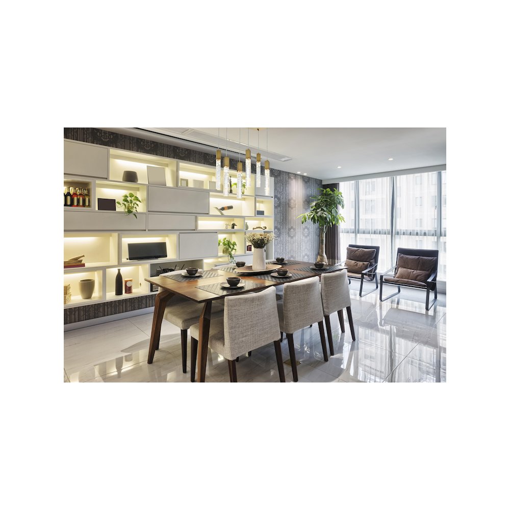 Aurora 32 inch Pendant in Satin Gold. Picture 2