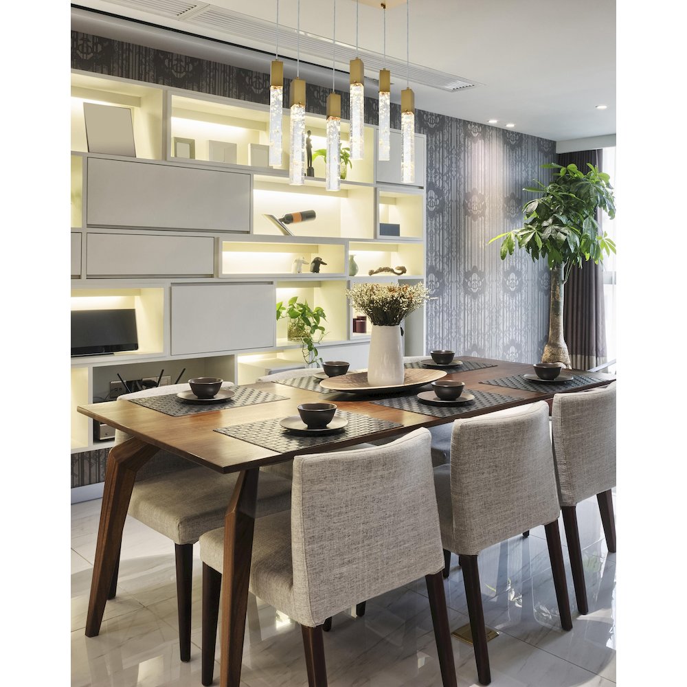 Aurora 32 inch Pendant in Satin Gold. Picture 9