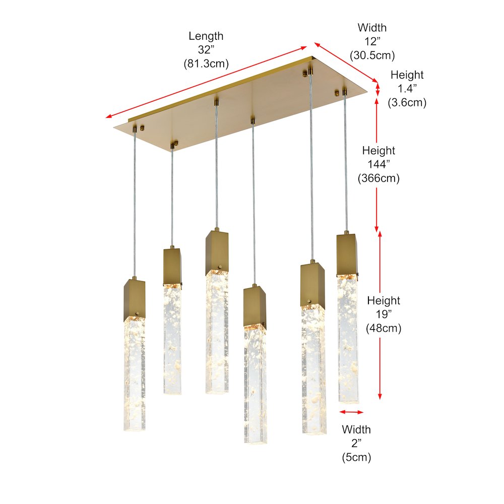 Aurora 32 inch Pendant in Satin Gold. Picture 10